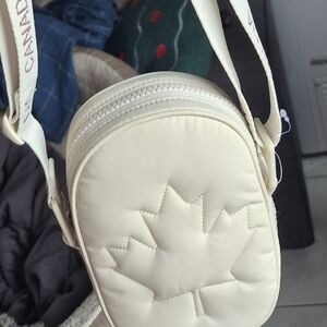 Lululemon Cream Quilted Maple Leaf Crossbody Bag